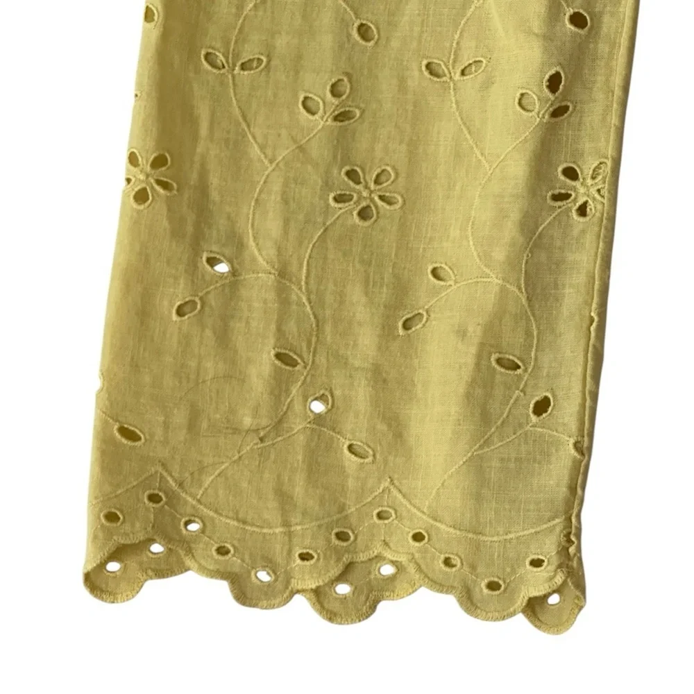 Free People | Emma Eyelet Top in “Jojoba” Yellow. Sz L EUC